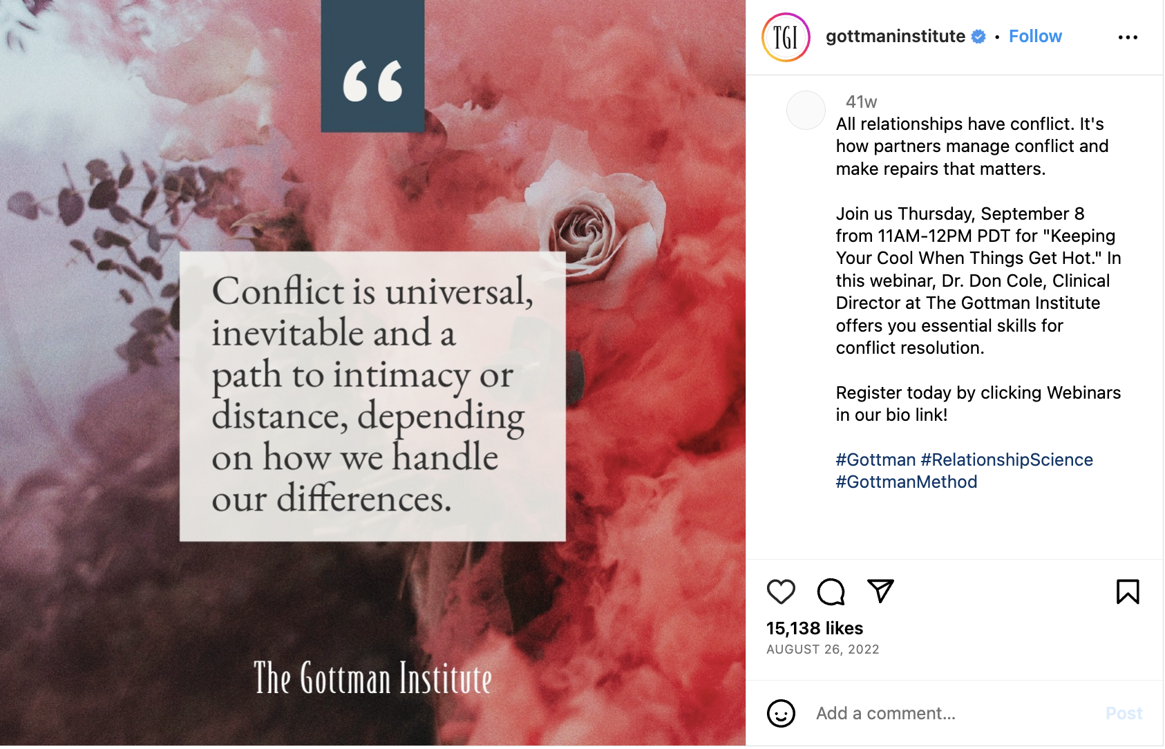 Conflict is Universal - Gottman Instagram