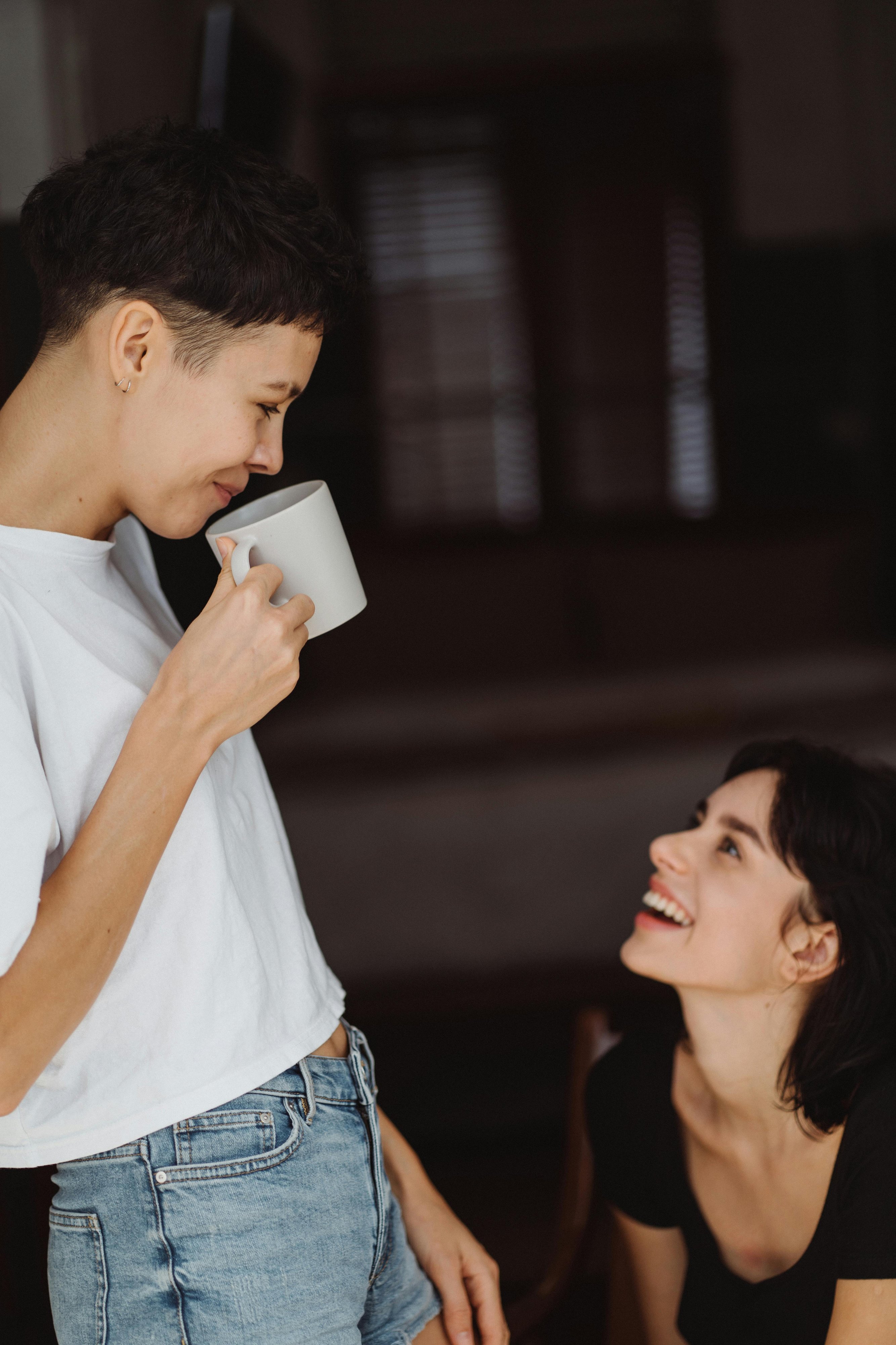 Young Couple Holding Coffee cup Portriat